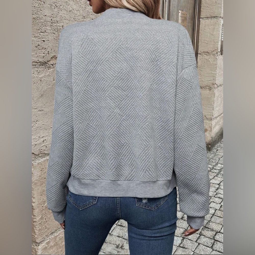 Texture Zip-Up Bomber Jacket - Picture 16 of 16